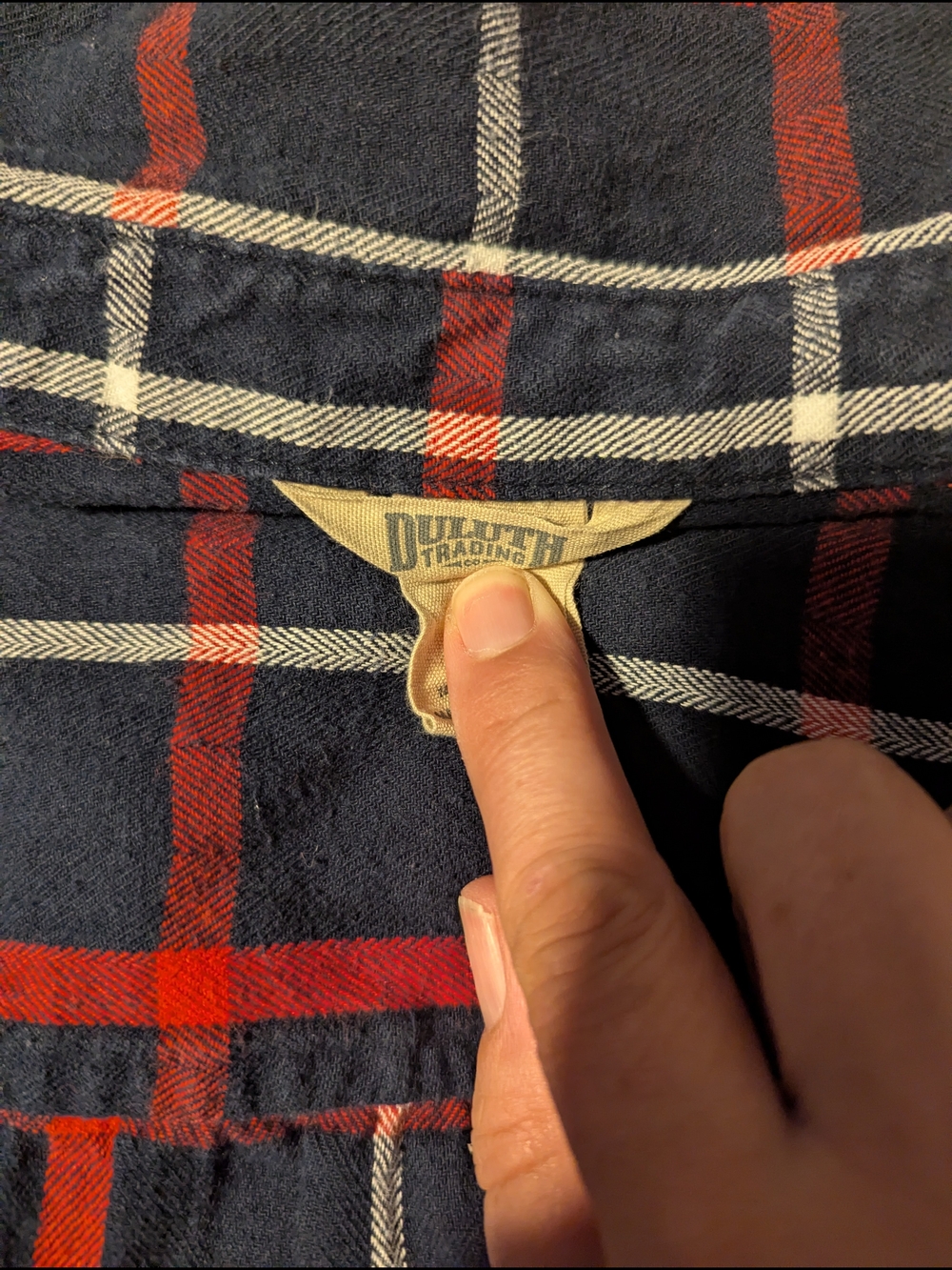 Duluth Trading Navy & Red Plaid Flannel Shirt Mens Size L